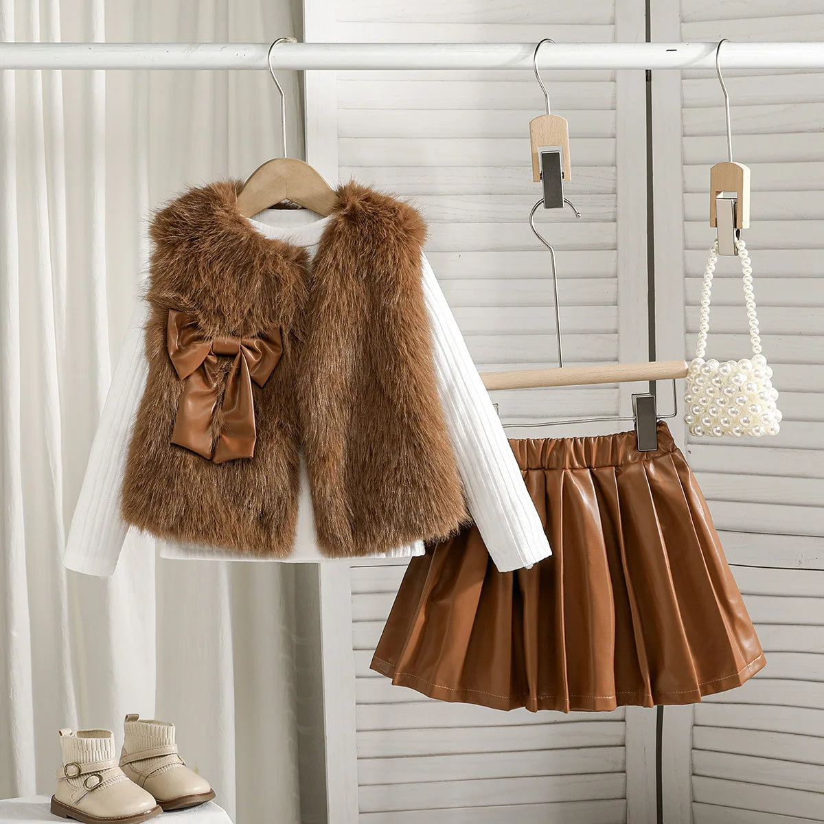 Celina Plush Vest and Long-sleeved