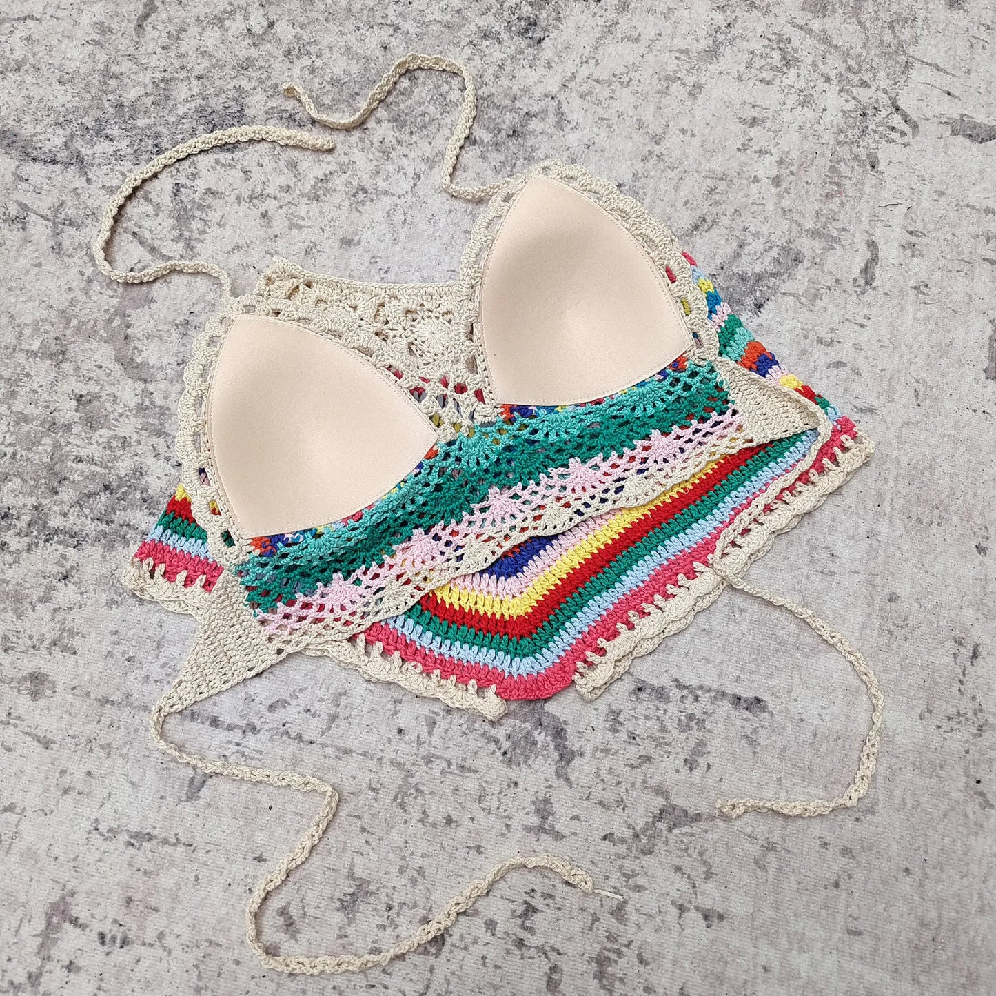 Coloured Crochet Bikini Set