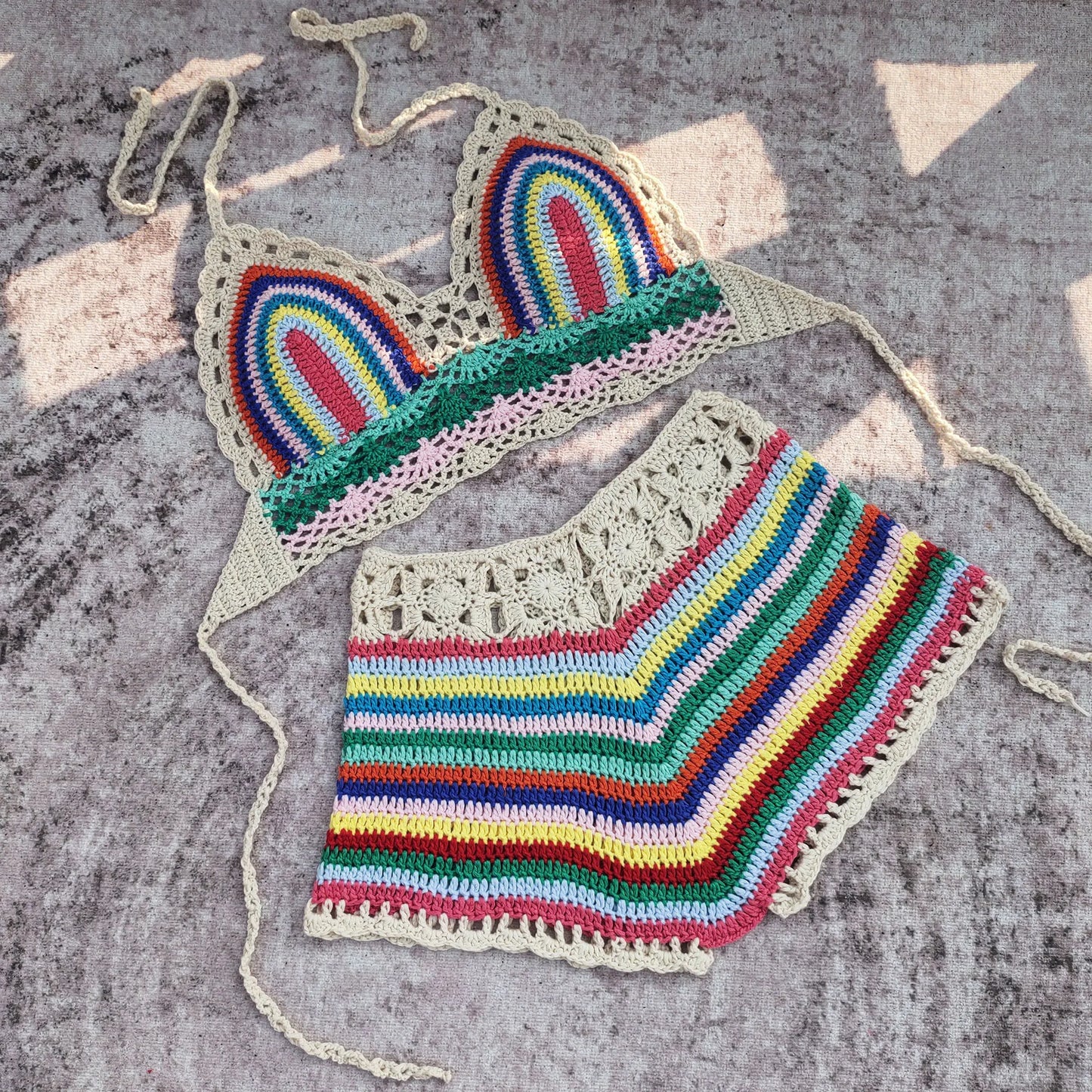 Coloured Crochet Bikini Set