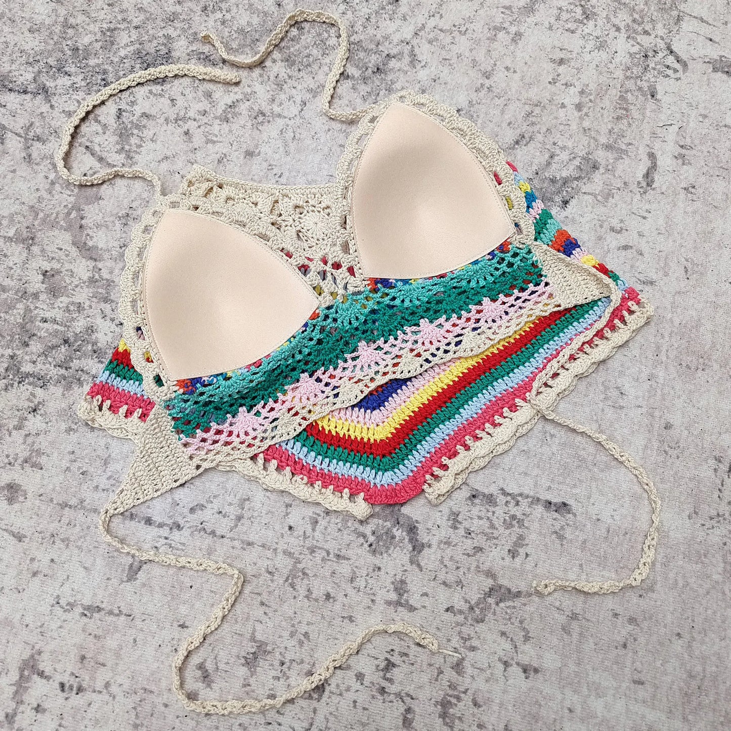 Coloured Crochet Bikini Set