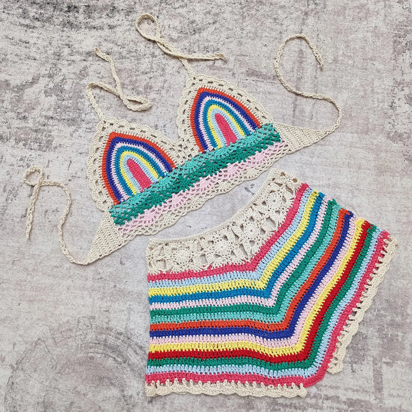 Coloured Crochet Bikini Set