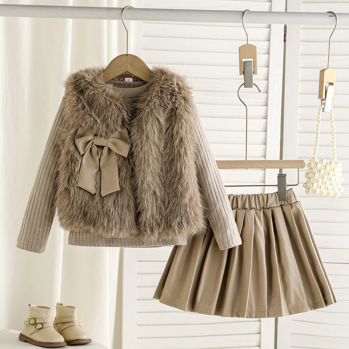 Celina Plush Vest and Long-sleeved