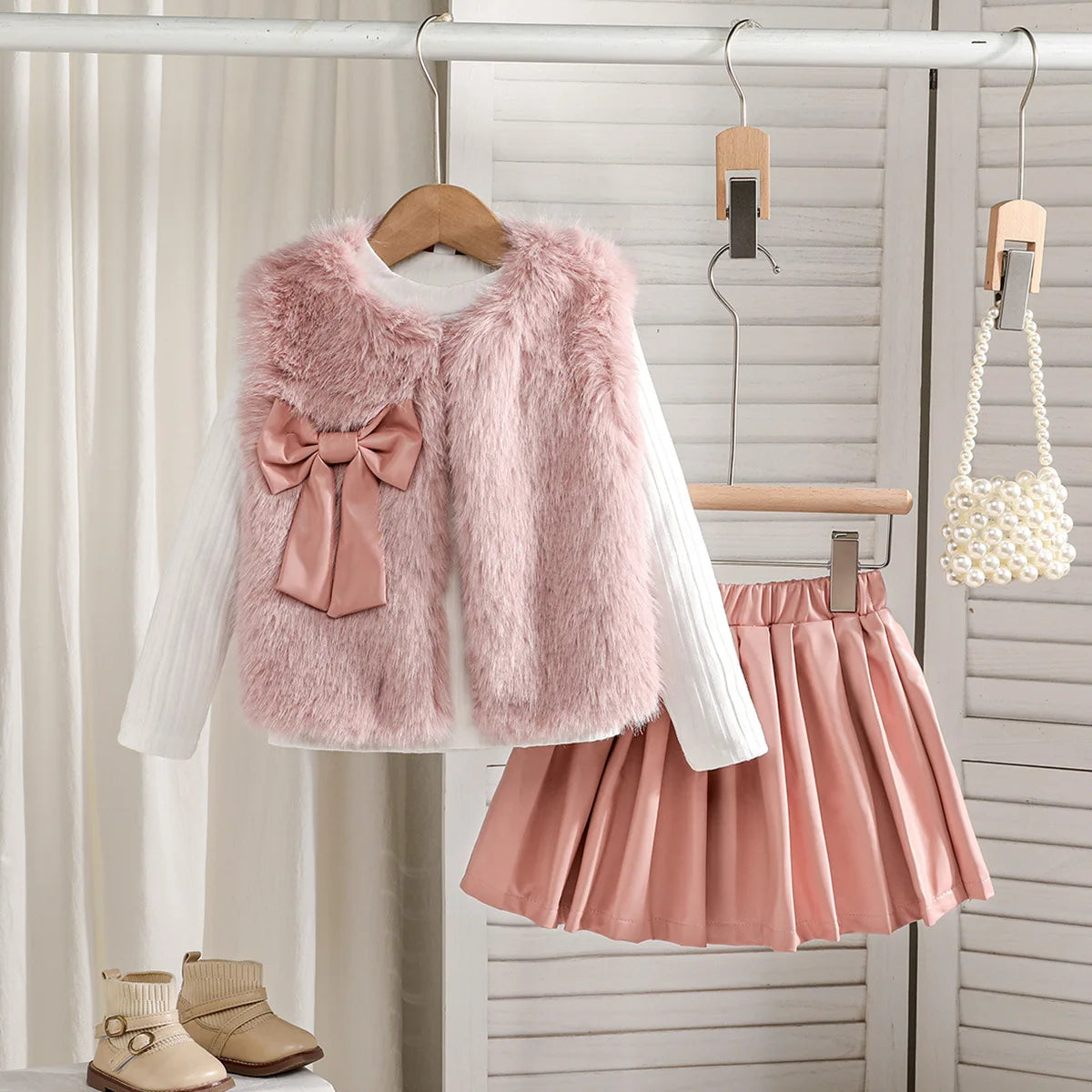Celina Plush Vest and Long-sleeved
