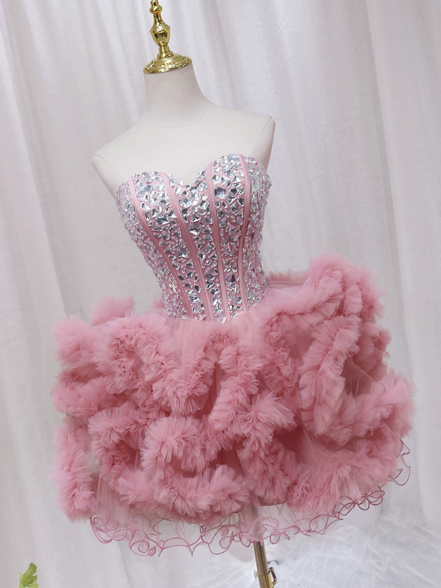 Rosé Crystal Couture Dress