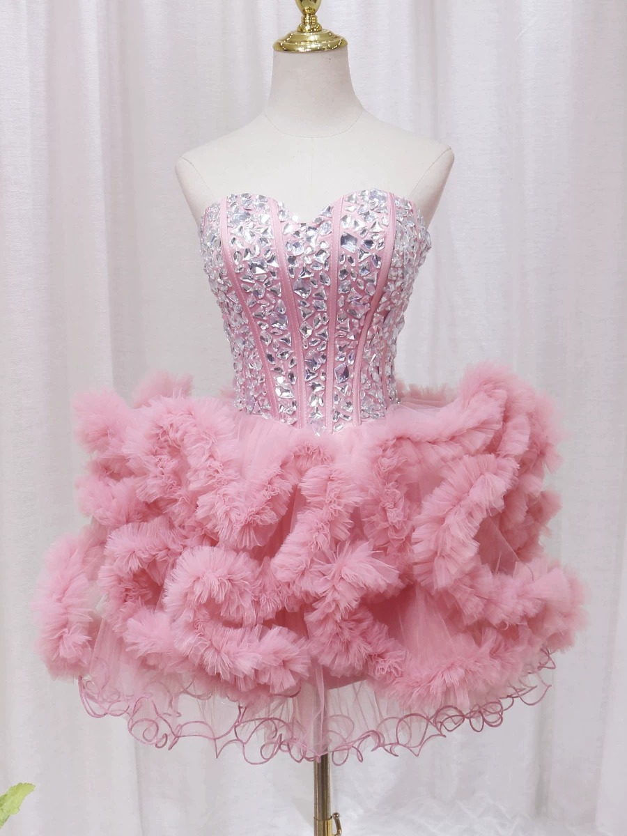 Rosé Crystal Couture Dress