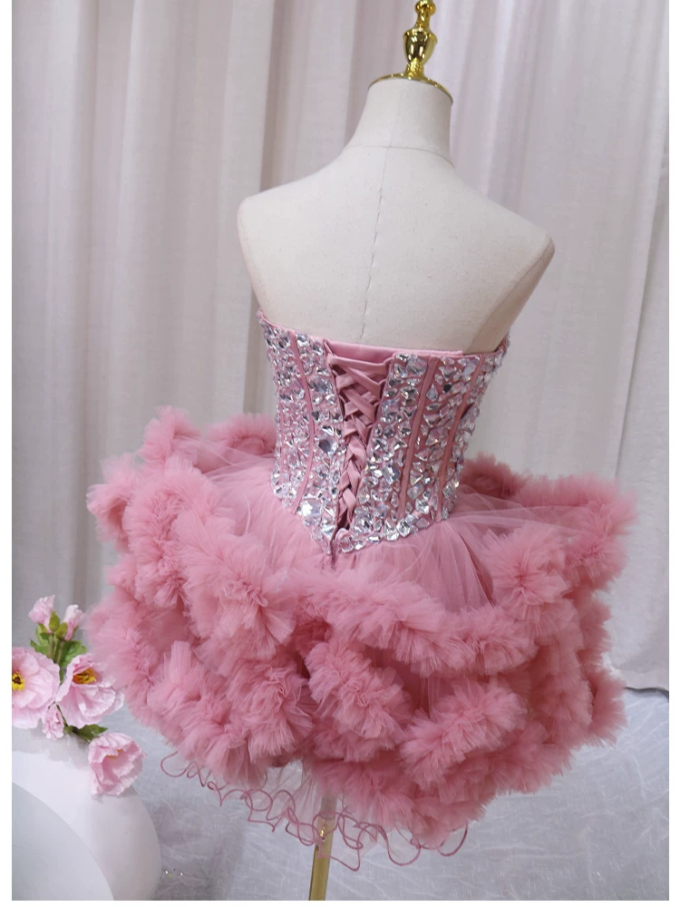 Rosé Crystal Couture Dress