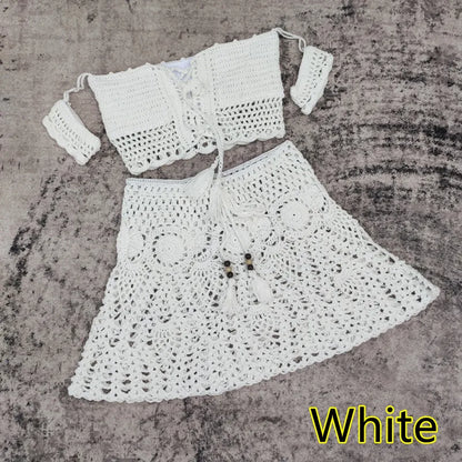 Crochet Women Swimwear Skirt Set