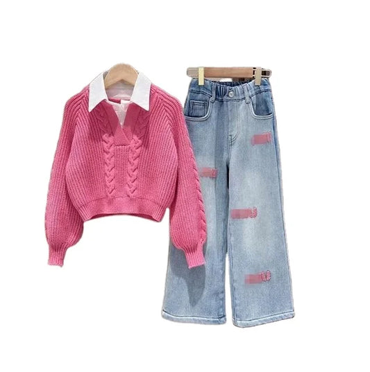 Hannah Top Sweater and Denim Pants