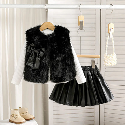 Celina Plush Vest and Long-sleeved