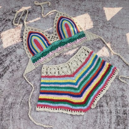 Coloured Crochet Bikini Set