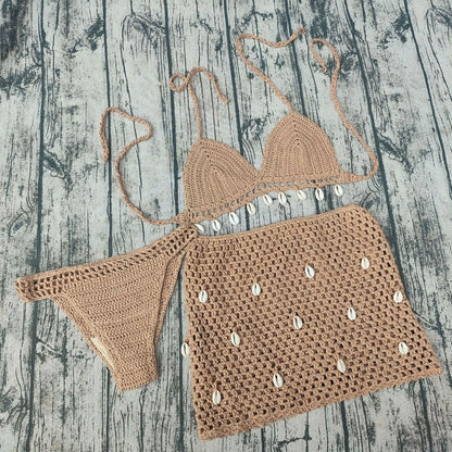 hand-crochet shell bikini set