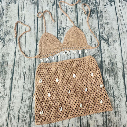 hand-crochet shell bikini set