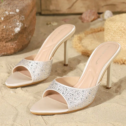 Hama Luxury Rhinestone Stiletto Slippers – Leopard Print Open Toe