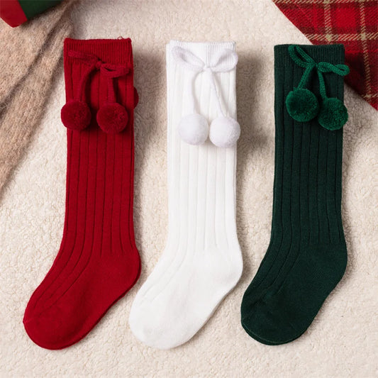 3 Pairs/Lot Children's Ball Knee-High Socks
