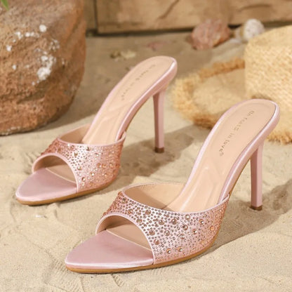 Hama Luxury Rhinestone Stiletto Slippers – Leopard Print Open Toe