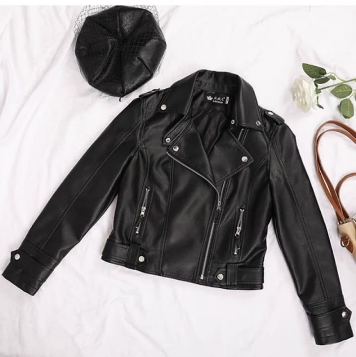 Trendy Retro Synthetic Leather Jacket for Women