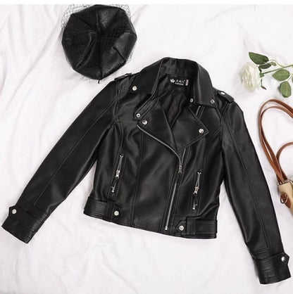 Trendy Retro Synthetic Leather Jacket for Women