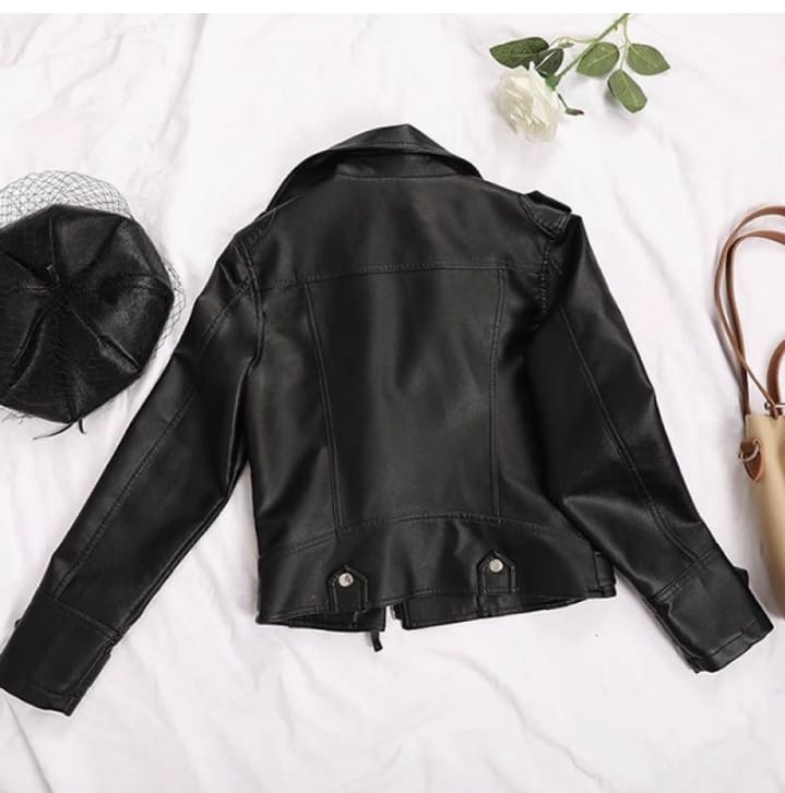 Trendy Retro Synthetic Leather Jacket for Women
