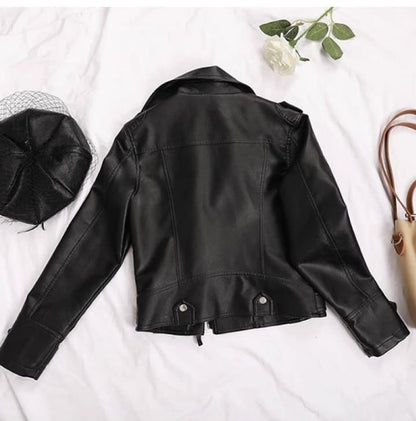 Trendy Retro Synthetic Leather Jacket for Women