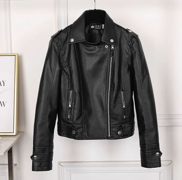 Trendy Retro Synthetic Leather Jacket for Women
