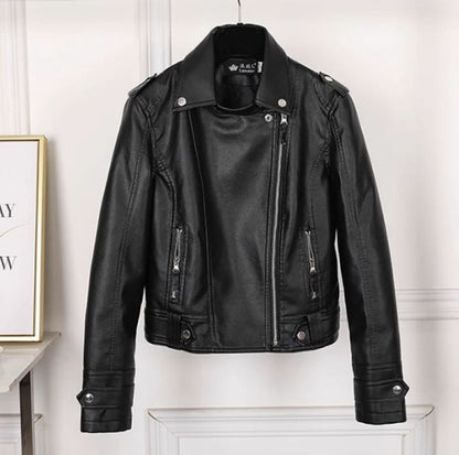 Trendy Retro Synthetic Leather Jacket for Women