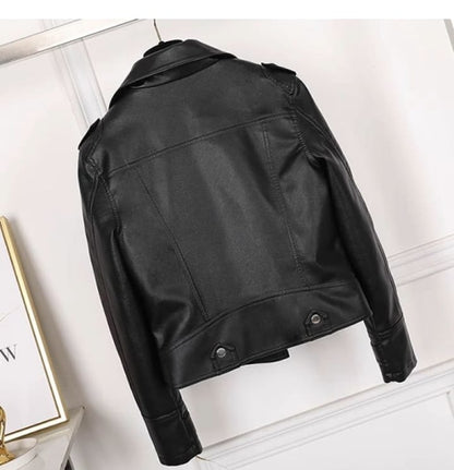 Trendy Retro Synthetic Leather Jacket for Women